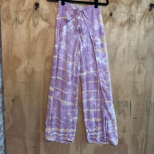 Young Fabulous & Broke Purple Tie Dye Pants Split Leg Tie Sz XS Festival